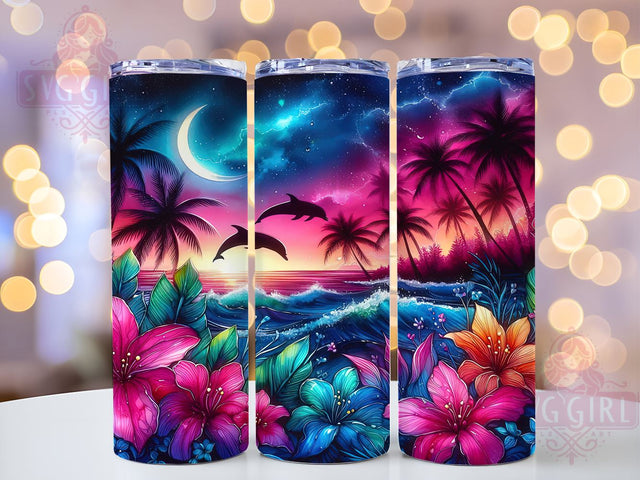 Dolphin 20oz Tumbler Wrap Sublimation Design, Straight Tapered Tumbler Wrap, Summer Ocean Tumbler Png, Instant Digital Download Sublimation SvggirlplusArt 