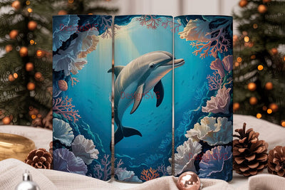 Dolphin Coral Reef 20oz Tumbler Wrap Sublimation DesignSVG 