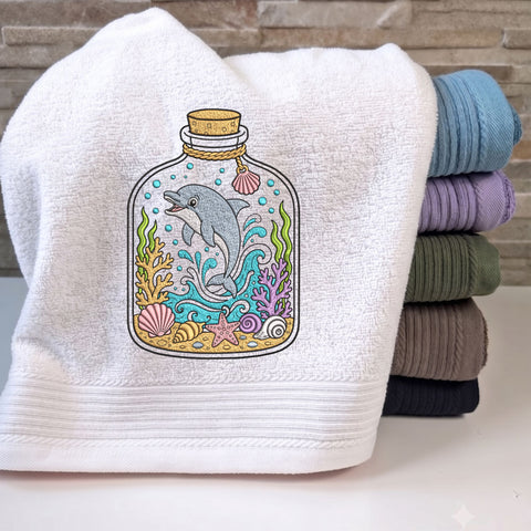 Dolphin in a Bottle Embroidery Design – Ocean Sea Life Coastal Machine Embroidery File, 9 Sizes Embroidery/Applique DESIGNS PatternFeed8 