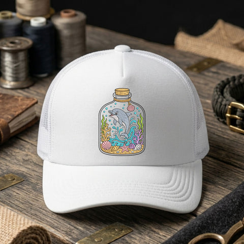 Dolphin in a Bottle Embroidery Design – Ocean Sea Life Coastal Machine Embroidery File, 9 Sizes Embroidery/Applique DESIGNS PatternFeed8 