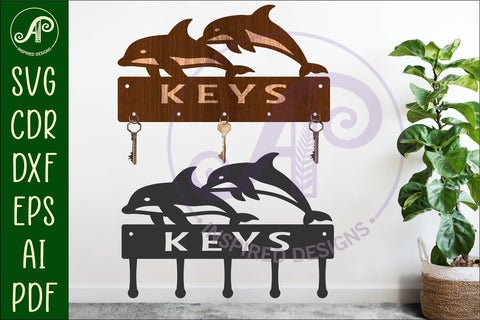 Dolphin Key holder Ocean designs for wood and metal SVG APInspireddesigns 