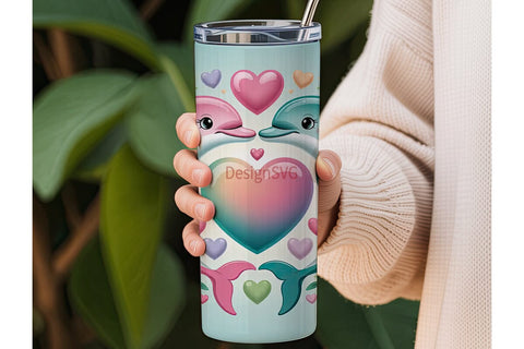Dolphin Love 20oz Tumbler Wrap Sublimation DesignSVG 