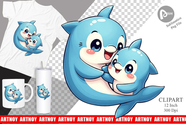 Dolphin Mother's Day Clipart Sublimation artnoy 