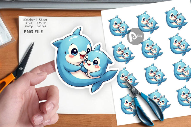 Dolphin Mother's Day Sticker Sublimation artnoy 