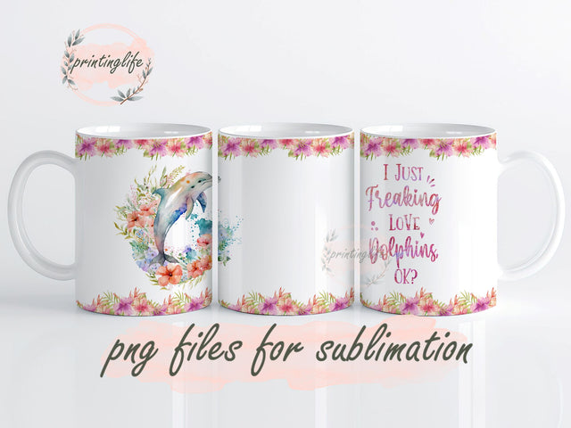 Dolphin Mug Wrap Mug, Dolphin Mug Sublimation Design, Dolphin Mug Wrap, Instant Digital Download PNG Sublimation PrintingLife 