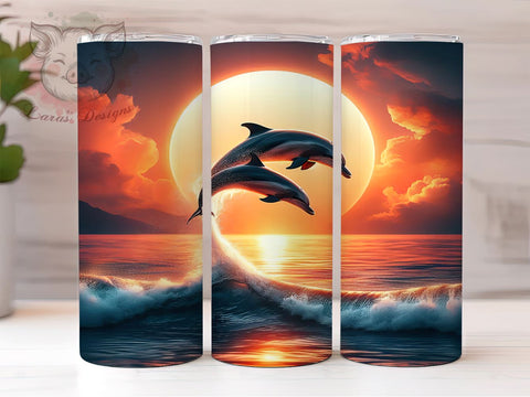 Dolphin Ocean 20oz Tumbler Png, Straight & Tapered Tumbler Png, Dolphin Tumbler Png, Digital Download PNG Sublimation Lara' s Designs 