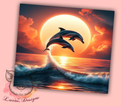 Dolphin Ocean 20oz Tumbler Png, Straight & Tapered Tumbler Png, Dolphin Tumbler Png, Digital Download PNG Sublimation Lara' s Designs 