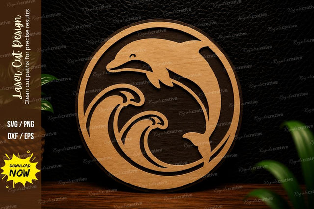 Dolphin Ocean Circle Laser Cut SVG Design SVG Regulrcrative 