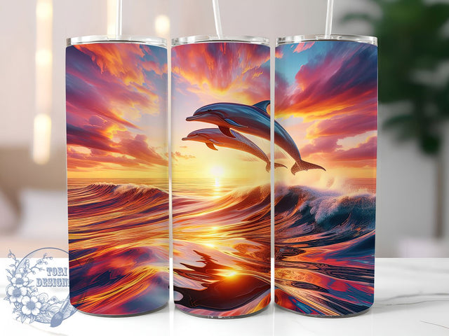 Dolphin Ocean Life Tumbler Wrap, Ocean Life Design, 20oz Sublimation Template, Skinny Tumbler Wrap, Digital Download, Sea Animal Gift, Sublimation Design Sublimation ToriDesigns 