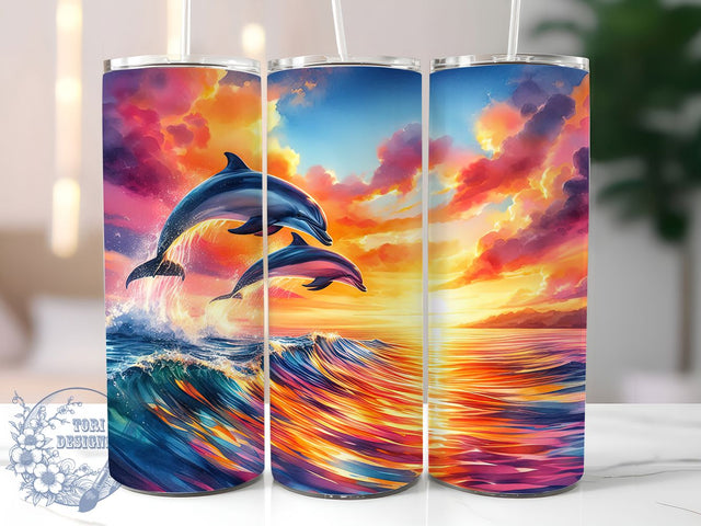 Dolphin Ocean Life Tumbler Wrap, Ocean Life Design, 20oz Sublimation Template, Skinny Tumbler Wrap, Digital Download, Sea Animal Gift, Sublimation Design Sublimation ToriDesigns 