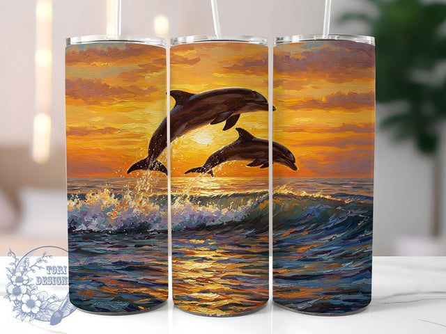 Dolphin Ocean Life Tumbler Wrap, Ocean Life Design, 20oz Sublimation Template, Skinny Tumbler Wrap, Digital Download, Sea Animal Gift, Sublimation Design Sublimation ToriDesigns 