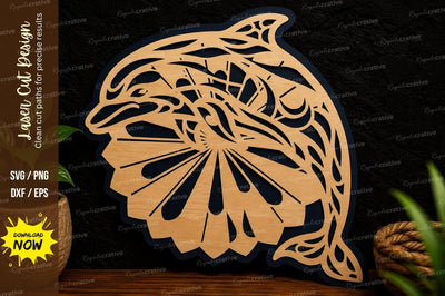 Dolphin Ocean Wave Laser Cut Svg Design SVG Regulrcrative 