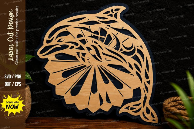 Dolphin Ocean Wave Laser Cut Svg Design SVG Regulrcrative 