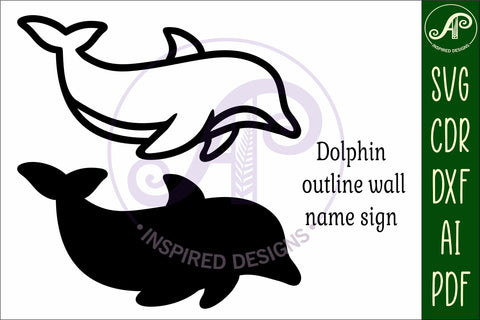 Dolphin outline two layer name sign SVG APInspireddesigns 