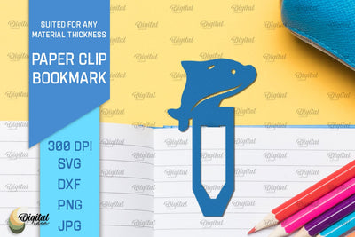 Dolphin Paper Clip Bookmark. Bookmark Clip Template SVG SVG Evgenyia Guschina 