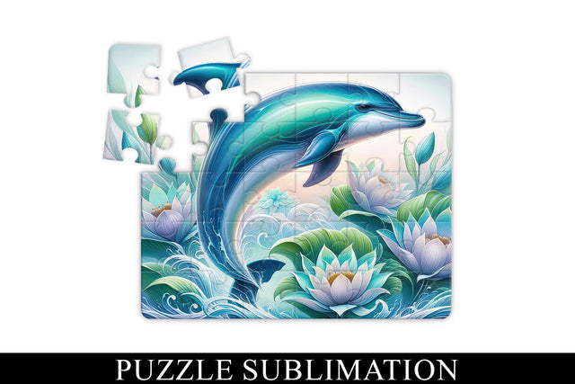Dolphin Puzzle Sublimation PNG Sublimation BijouBay 