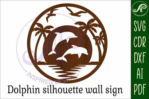 Dolphin silhouette wall art sign, SVG file. vector file SVG APInspireddesigns 