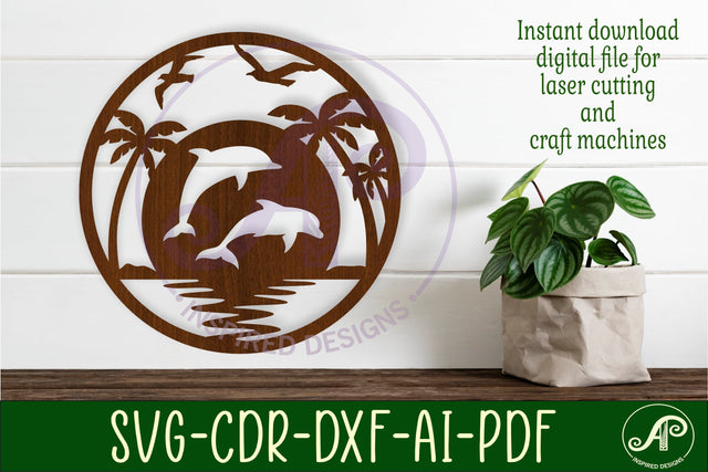 Dolphin silhouette wall art sign, SVG file. vector file SVG APInspireddesigns 