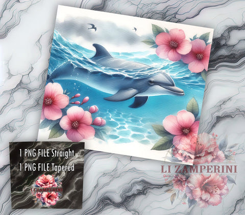 Dolphin Summer 20oz Tumbler Wrap PNG, Dolphin Tumbler Png, Straight & Tapered Tumbler Wrap, Instant Digital Download Sublimation Li Zamperini 