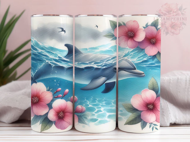 Dolphin Summer 20oz Tumbler Wrap PNG, Dolphin Tumbler Png, Straight & Tapered Tumbler Wrap, Instant Digital Download Sublimation Li Zamperini 