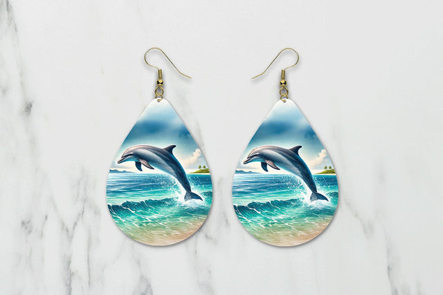 Dolphin teardrop earring sublimation design Sublimation BijouBay 