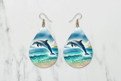 Dolphin teardrop earring sublimation design Sublimation BijouBay 