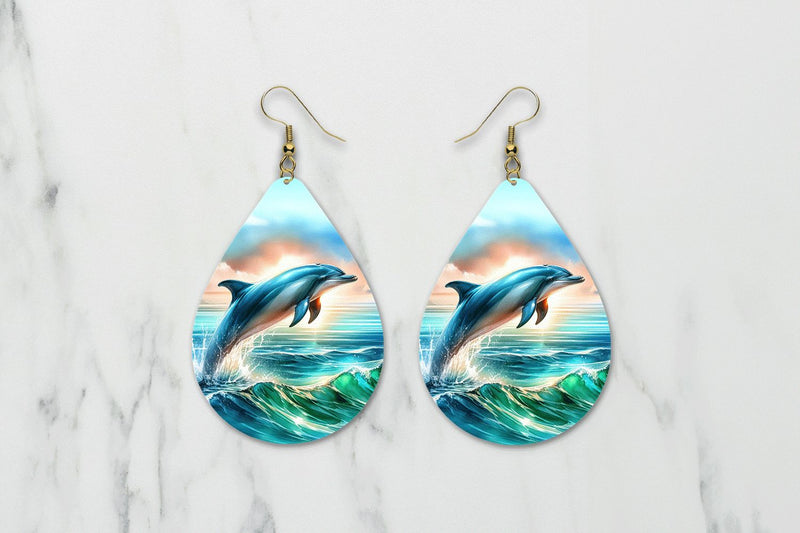 Dolphin teardrop earring sublimation design SVG BijouBay 