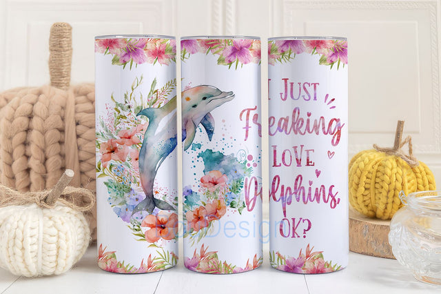 Dolphin Tumbler Cup Gifts For Women Tumbler Wrap 20oz Skinny Sublimation Sublimation BouDesign 