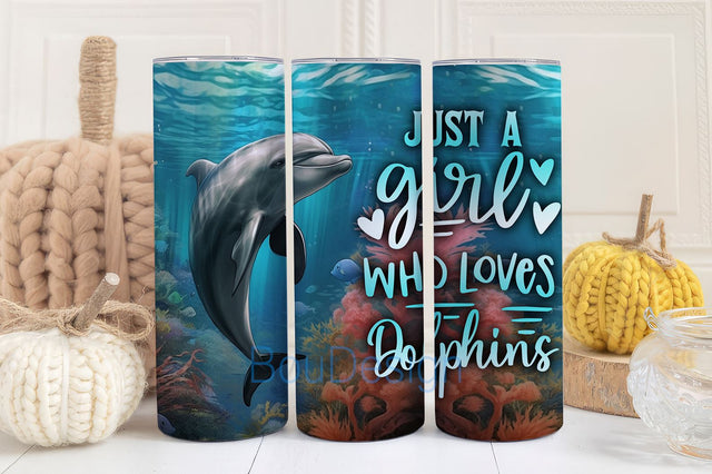 Dolphin Tumbler Gifts for Dolphin Lovers - Dolphin Birthday Gifts for Women - Dolphin Lover Gifts - Just A Girl Who Loves Dolphins Sublimation BouDesign 