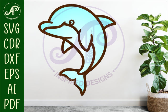 Dolphin two layer cut out laser cut wall art SVG APInspireddesigns 