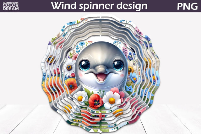 Dolphin Wind Spinner | Funny Dolphin Wind Spinner Sublimation WatercolorColorDream 