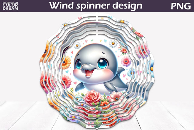 Dolphin Wind Spinner | Funny Dolphin Wind Spinner Sublimation WatercolorColorDream 