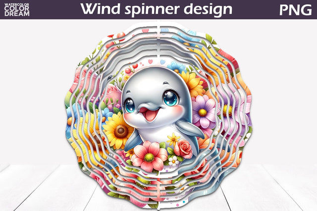 Dolphin Wind Spinner | Funny Dolphin Wind Spinner Sublimation WatercolorColorDream 