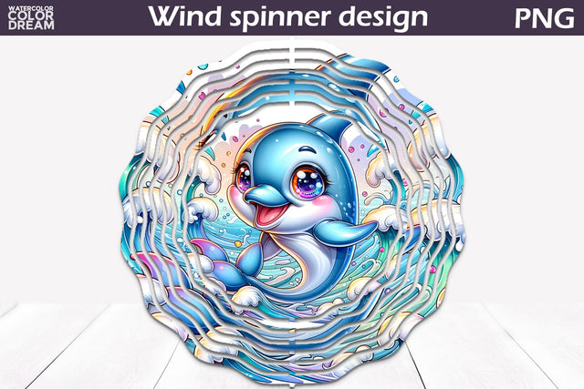 Dolphin Wind Spinner | Funny Dolphin Wind Spinner Sublimation WatercolorColorDream 