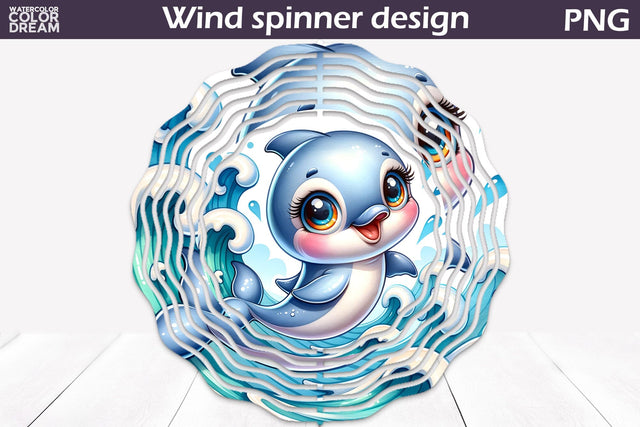 Dolphin Wind Spinner | Funny Dolphin Wind Spinner Sublimation WatercolorColorDream 