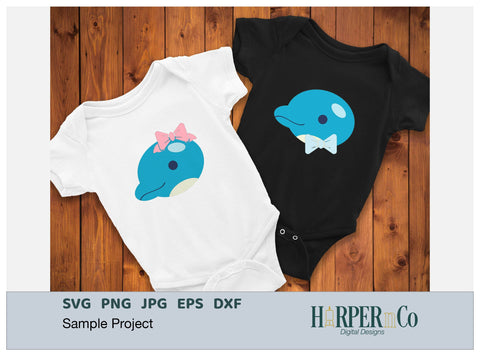 Dolphin with Bows and Flowers SVG PNG Cut EPS File SVG HarperNCo 