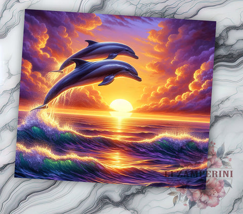 Dolphins 20 oz Skinny Tumbler Sublimation Design, Straight & Tapered Tumbler Png, Beach Ocean Tumbler Png, Digital Download PNG Sublimation Li Zamperini 