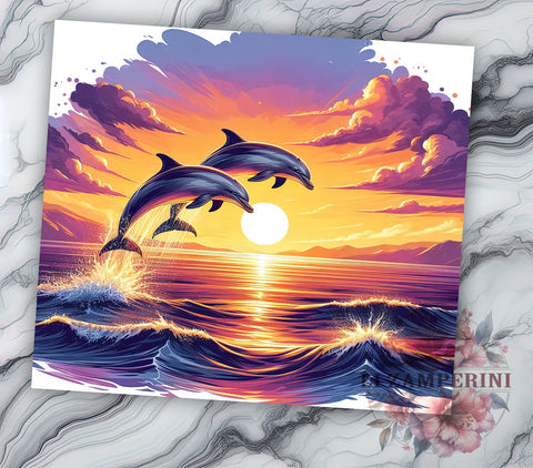 Dolphins 20 oz Skinny Tumbler Sublimation Design, Straight & Tapered Tumbler Png, Beach Ocean Tumbler Png, Digital Download PNG Sublimation Li Zamperini 