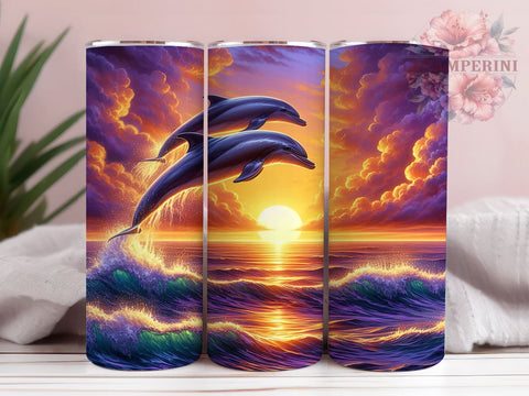 Dolphins 20 oz Skinny Tumbler Sublimation Design, Straight & Tapered Tumbler Png, Beach Ocean Tumbler Png, Digital Download PNG Sublimation Li Zamperini 