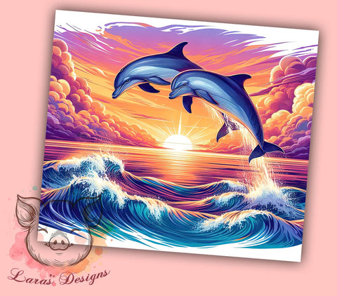 Dolphins 20 oz Skinny Tumbler Sublimation Design, Straight & Tapered Tumbler Png, Ocean Life Tumbler Png, Digital Download PNG Sublimation Lara' s Designs 