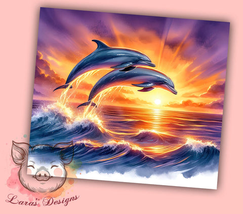 Dolphins 20 oz Skinny Tumbler Sublimation Design, Straight & Tapered Tumbler Png, Ocean Life Tumbler Png, Digital Download PNG Sublimation Lara' s Designs 
