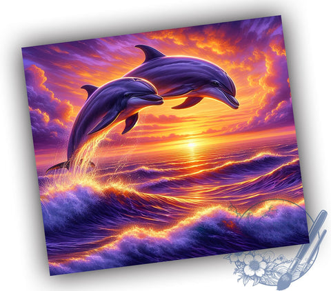 Dolphins 20oz Skinny Tumbler PNG, Beach Ocean Tumbler Sublimation Wrap, Straight & Tapered Tumbler Wrap, Instant Digital Download Sublimation ToriDesigns 