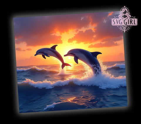 Dolphins 20oz Tumbler Wrap Sublimation Design, Straight Tapered Tumbler Wrap, Summer Ocean Tumbler Png, Instant Digital Download Sublimation SvggirlplusArt 