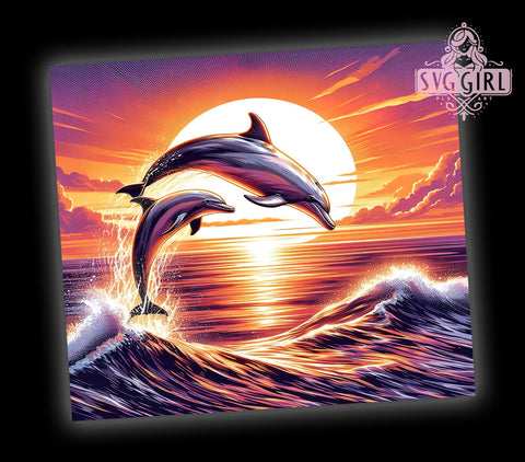 Dolphins 20oz Tumbler Wrap Sublimation Design, Straight Tapered Tumbler Wrap, Summer Ocean Tumbler Png, Instant Digital Download Sublimation SvggirlplusArt 