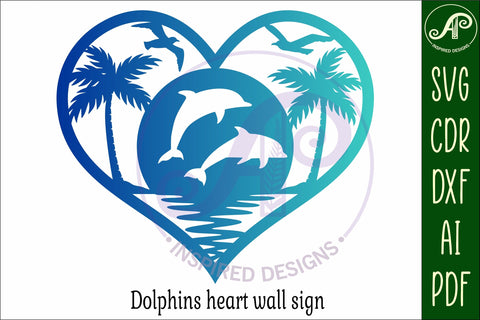 Dolphins heart wall sign, SVG file. SVG APInspireddesigns 