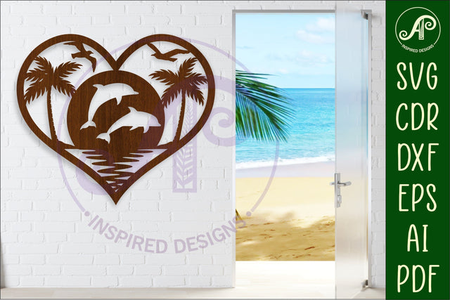 Dolphins heart wall sign, SVG file. SVG APInspireddesigns 
