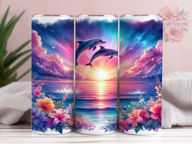 Dolphins Ocean 20oz Tumbler Wrap PNG, Dolphins Tumbler Png, Straight & Tapered Tumbler Wrap, Instant Digital Download Sublimation Li Zamperini 