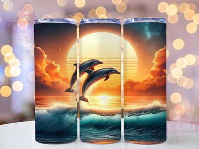 Dolphins Ocean 20oz Tumbler Wrap Sublimation Design, Straight Tapered Tumbler Wrap, Dolphins Tumbler Png, Instant Digital Download Sublimation SvggirlplusArt 