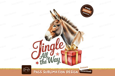 Donkey Christmas Gift Jingle present Sublimation Designangry 