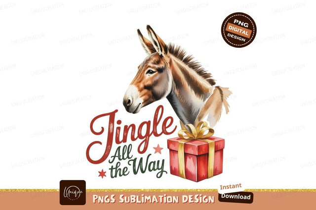 Donkey Christmas Gift Jingle present Sublimation Designangry 